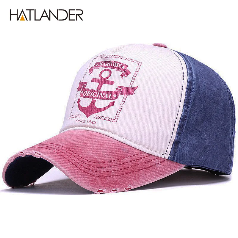 

HATLANDER Fashion 5panels washed cotton baseball caps vintage dad hat for men women snapback cap hip hop fitted sports hats cap