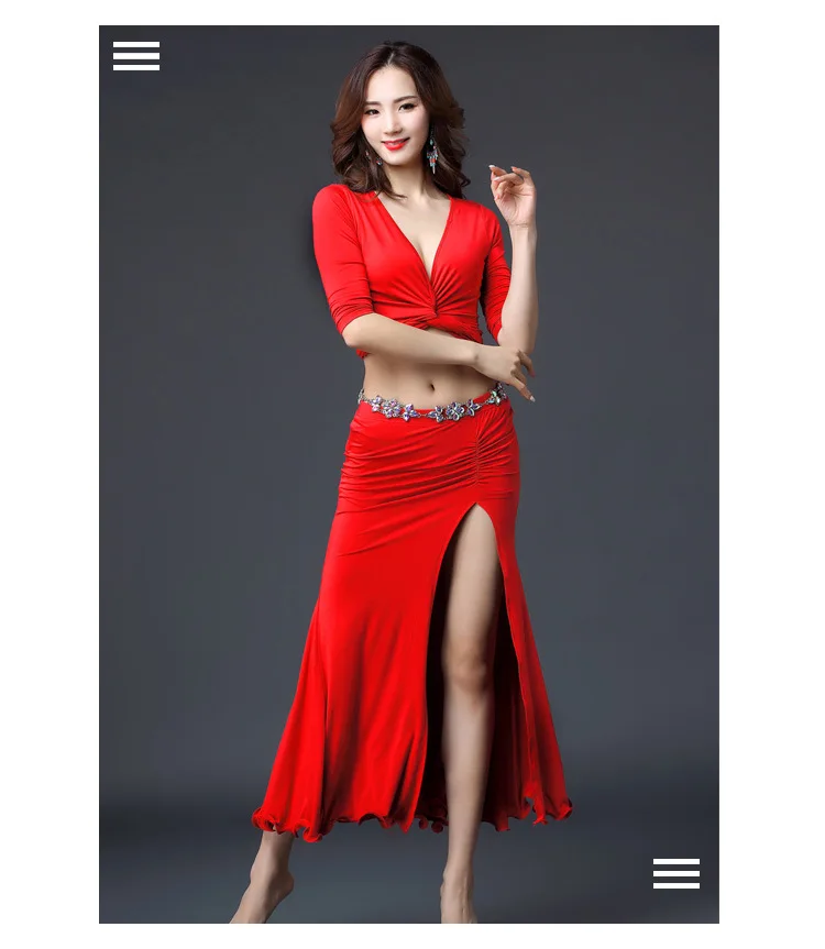 Jinhang, стиль, одежда для занятий танцами живота, летняя одежда для начинающих, Модальные длинные юбки, комплект женской одежды для восточных танцев