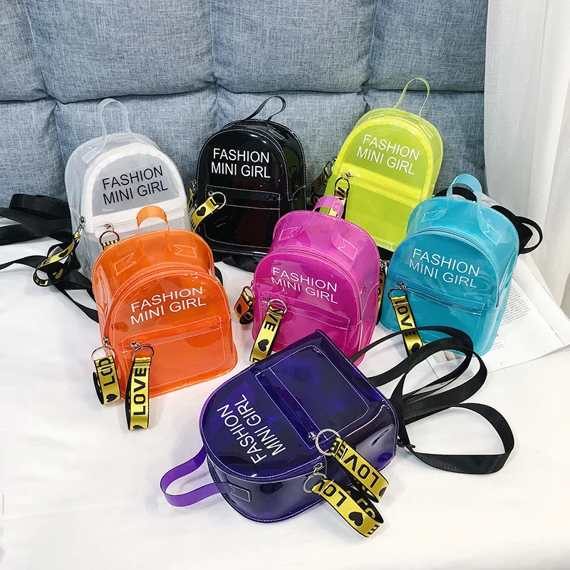

2019 Spring And Summer New Style Korean-style Backpack Versitile Fashion Transparent Jelly Plastic Bag PVC WOMEN'S Bag Shoulder