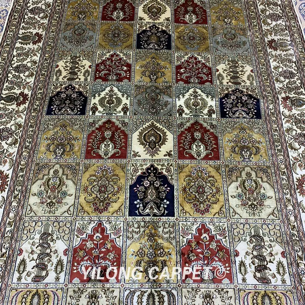 Yilong 5'x8' Шелковый персидский ковер ручной работы четыре сезона прочный ковер(YXR361B