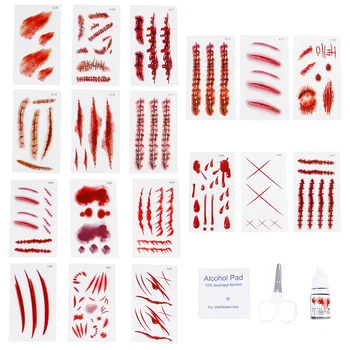 

60pcs Wound Stitch Stickers Spooky Horrific Lifelike Stitch Stickers Bloody Stickers Fake Scar Stickers for Kids Adults