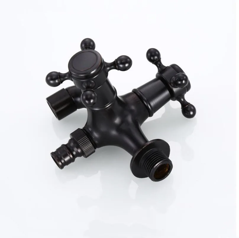 Black Baking Lacquer Washing Machine Dual Use Faucet /Garden Cross handle Water Tap/Laundry Sink Mop Pool Brass Single Cold Tap