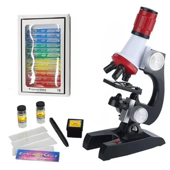 

Microscope Kit Science Lab LED 100-1200X Biological Microscope Home School Educational Toys for Kids Optical Instruments