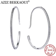 AZIZ BEKKAOUI Silver Big Hoop Earrings for Women Sterling Silver 925 Jewelry Female Fashion Woman Crystal Earrings Fine Jewelry