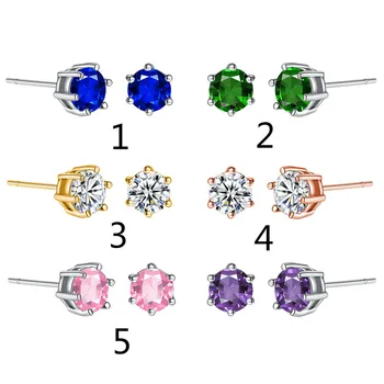 

tshou319 Simple zircon earrings girls fashion colored zircon earrings