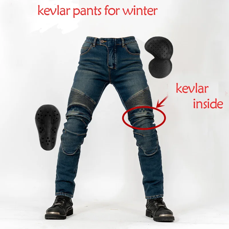 Новые зимние мотоциклетные джинсы для езды кевларовая одежда плюс бархатные Мужские антиосенние мотоциклетные брюки с защитой для зимы - Цвет: C