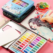 Новые портативные однотонные акварельные краски в наборе 36 цветов для начинающих детей, ручная краска ed, водяная кисть, художественные принадлежности