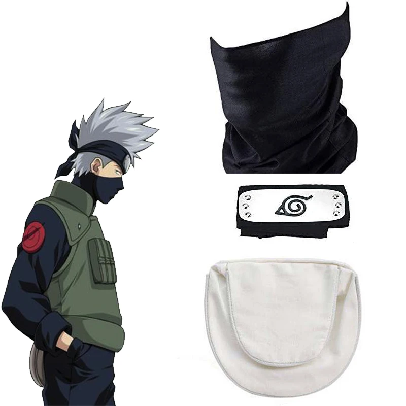 

Anime Naruto Hatake Kakashi Mask Cosplay Props Headband Weapons Bag Halloween Accessories