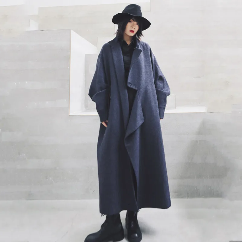 

[LANMREM] 2020 Autumn And Winter New Products Fashion Loose Solid Color Long-sleeved Wool Half Warm Woolen Coat Female PA186