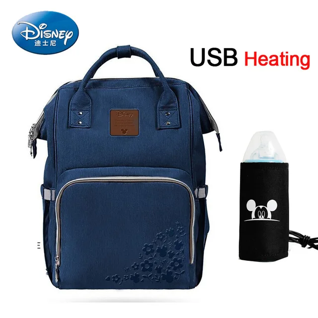 Disney Пеленки сумки для мамы USB бутылка изоляционная Сумка для беременных подгузник тепловой Микки Минни мумия рюкзак сумочка для ухода за ребенком - Цвет: 6