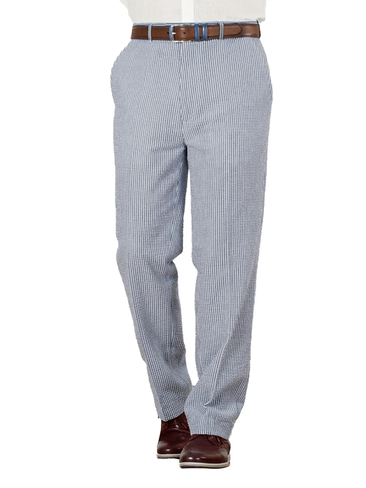 Modern Casual Seersucker Pants Light Weight Comfort Tailor Made Pants Slim Dress Pants For Men Casual Trousers For Summer