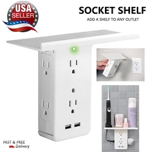 Многофункциональная розетка США с 2 usb-портами, 6 настенных розеток с выдвижным штекером, полка с домашним защитным стабилизатором напряжения dro-shipper