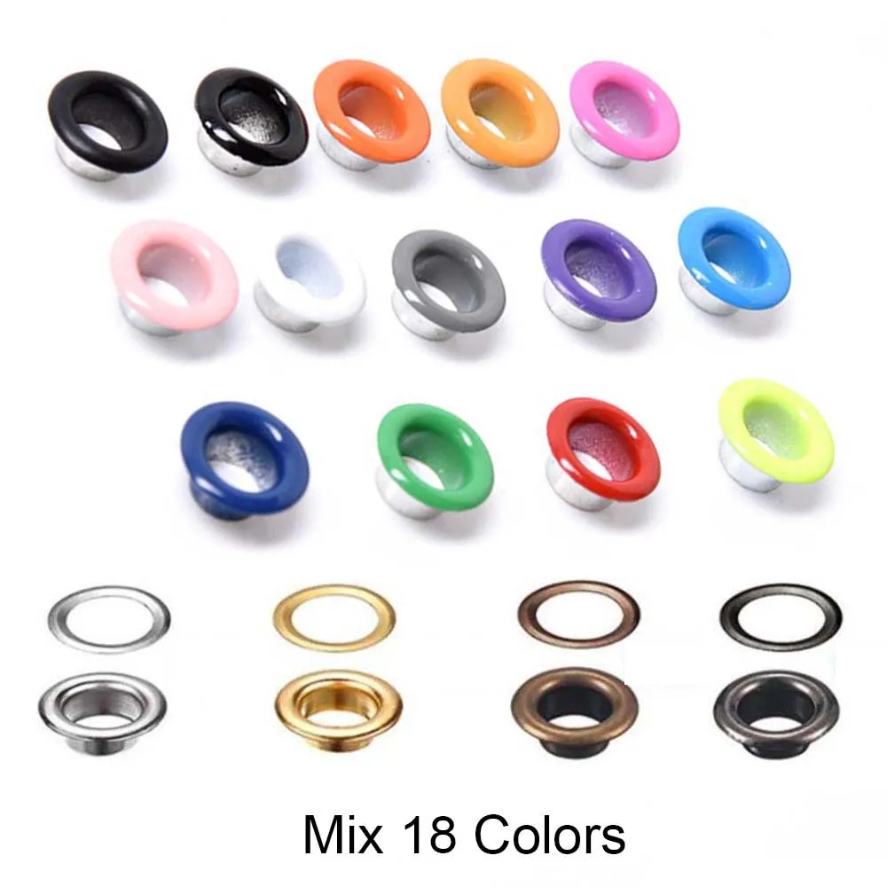 Leather Craft Eyelets 4mm ~ 10mm Eyelets 18Colors with Washer Leather Craft Repair Grommet Round Eye Rings For Shoes Bag Clothing Leather Belt Hat