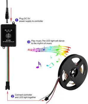 

WS2812b Music Controller DC 5-12V SP106E RF Music Controller Dream Color LED Controller for WS2812B WS2811 WS2812 SK6812 LED