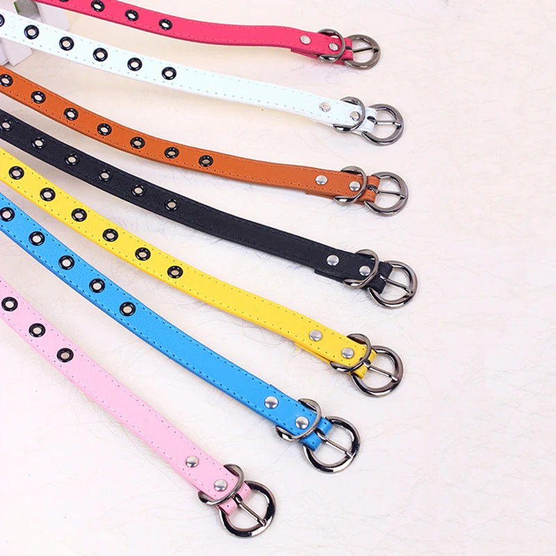 Child Pu Leather Belts Candy Color Waist Belts Classic Boys Girls Waistband Fashion Alloy Buckle Leisure Waist Strap Belt 99Cm