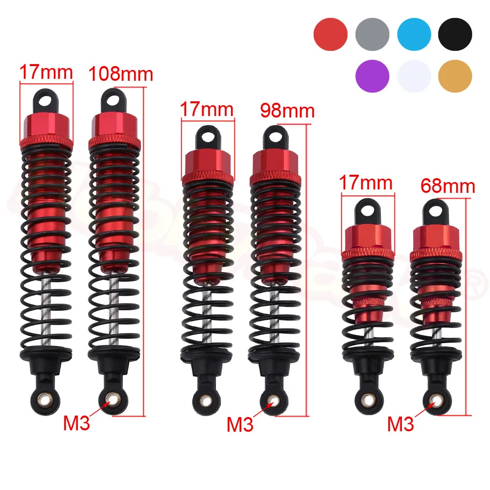 2 шт 68 мм/98 мм/108 мм алюминиевые Амортизаторы амортизаторы для HSP HPI Himoto 1/10 Масштаб RC автомобиль на дороге монстр грузовик внедорожный багги