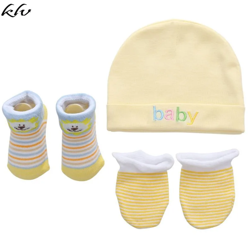 Милые носки для маленьких мальчиков и девочек; комплект с шапочкой; хлопковая шапка с рисунком и перчатки