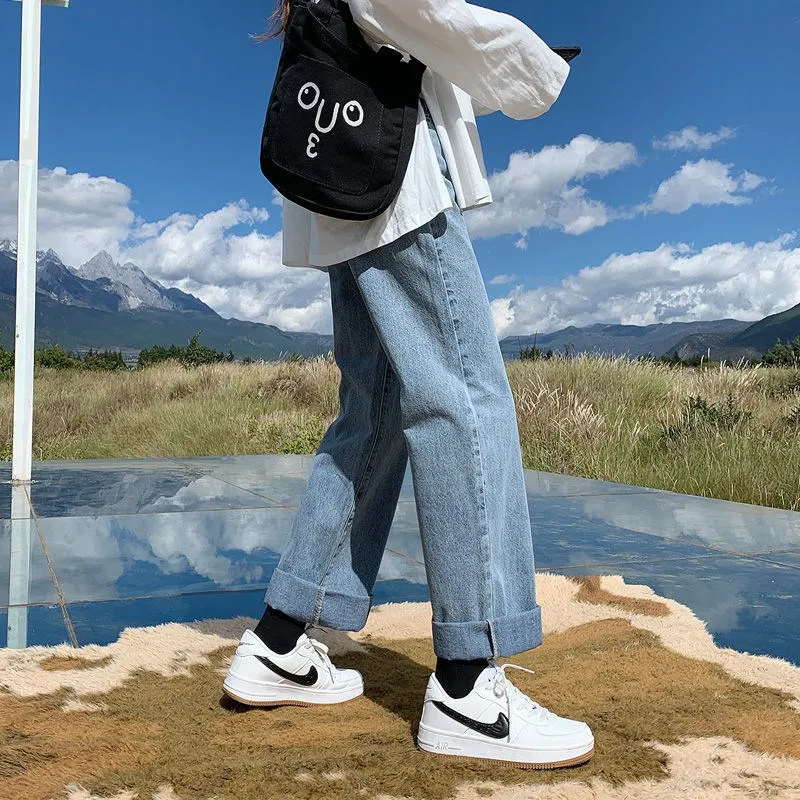 

Woman Jeans Fashion Straight Leg Boyfriend Pants High Waist Casual Baggy Jean New Female Clothing Loose Denim Mom Trouser