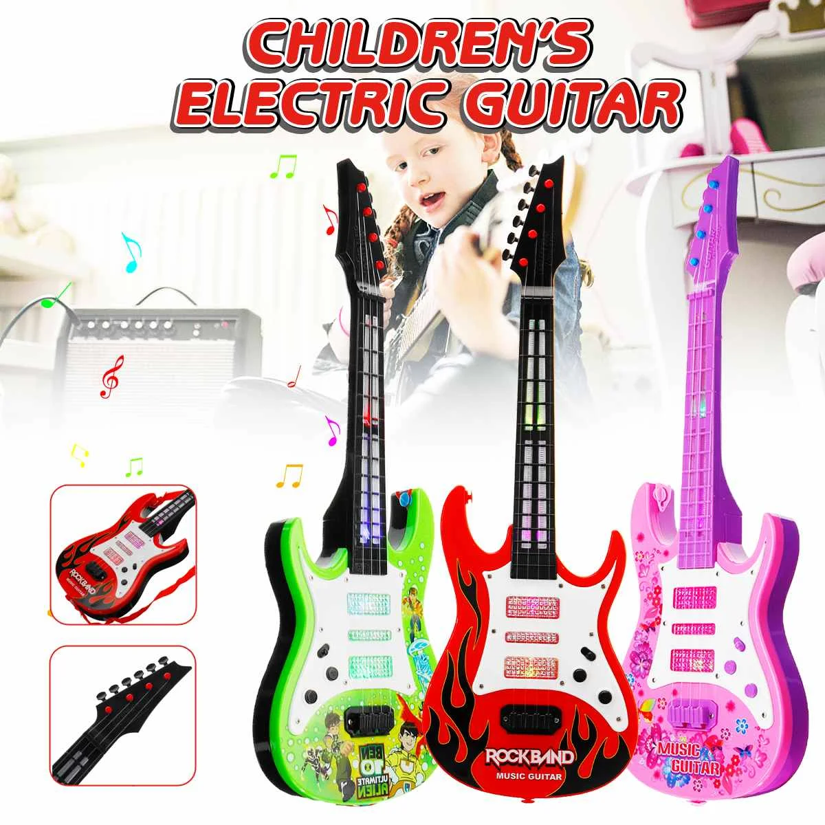 4 струны музыкальная электрогитара детские музыкальные инструменты Развивающие игрушки для детей Juguetes как подарок на год