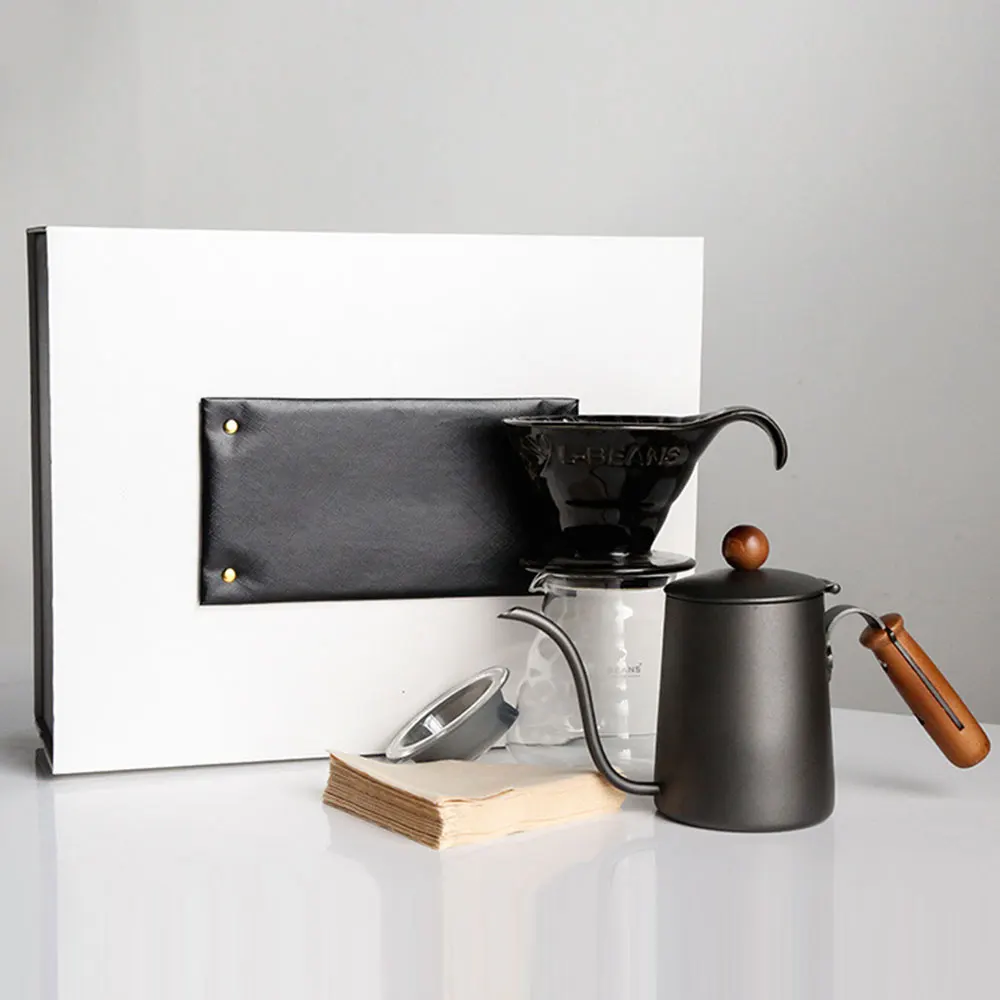 

Manual Coffee Pot Filter Ceramic Cup Gift Box Set Outing Portable Brew Coffee Pot Measuring Cup Gift Box Set