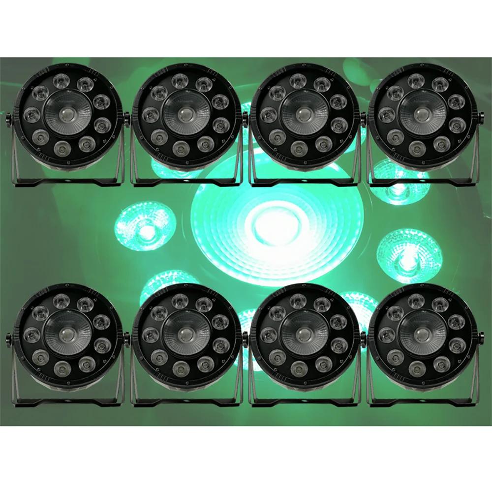 8 шт./лот 9x10 Вт + 30 cob led par light rgb 3-в-1 dmx512 flat профессиональное оборудование для