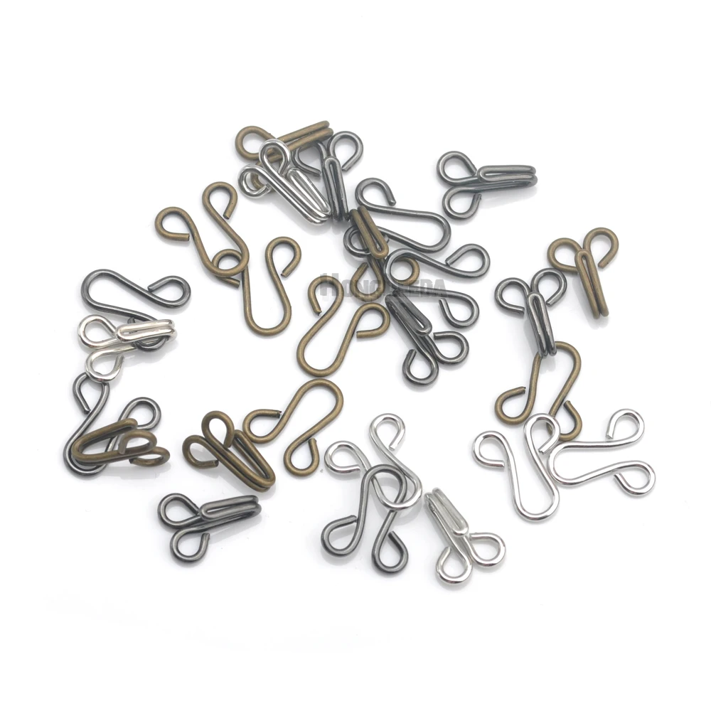 100pairs/lot model 9# metal brass hooks eyes pant skirt bra dress big size silver/black/bronze hook eye HE-010