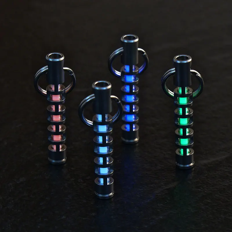 TEC-S323  S360 Bead Blasted Stainless Steel Black Diamond Carbon 3*22.5mm Self-luminating vials Keychain 4
