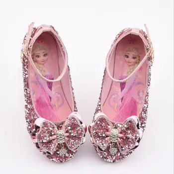 

Princess Glitter Kids Leather Shoes For Little Girls Elsa Dress Wedding Dancing Shoes Children Cartoon Party Sneakers