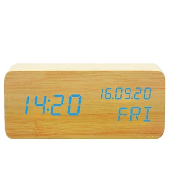 

Modern LED Alarm Clock Wood Electronic Desktop Table Clocks Temperature Humidity Bedside Wake Up Digital Clocks Despertador