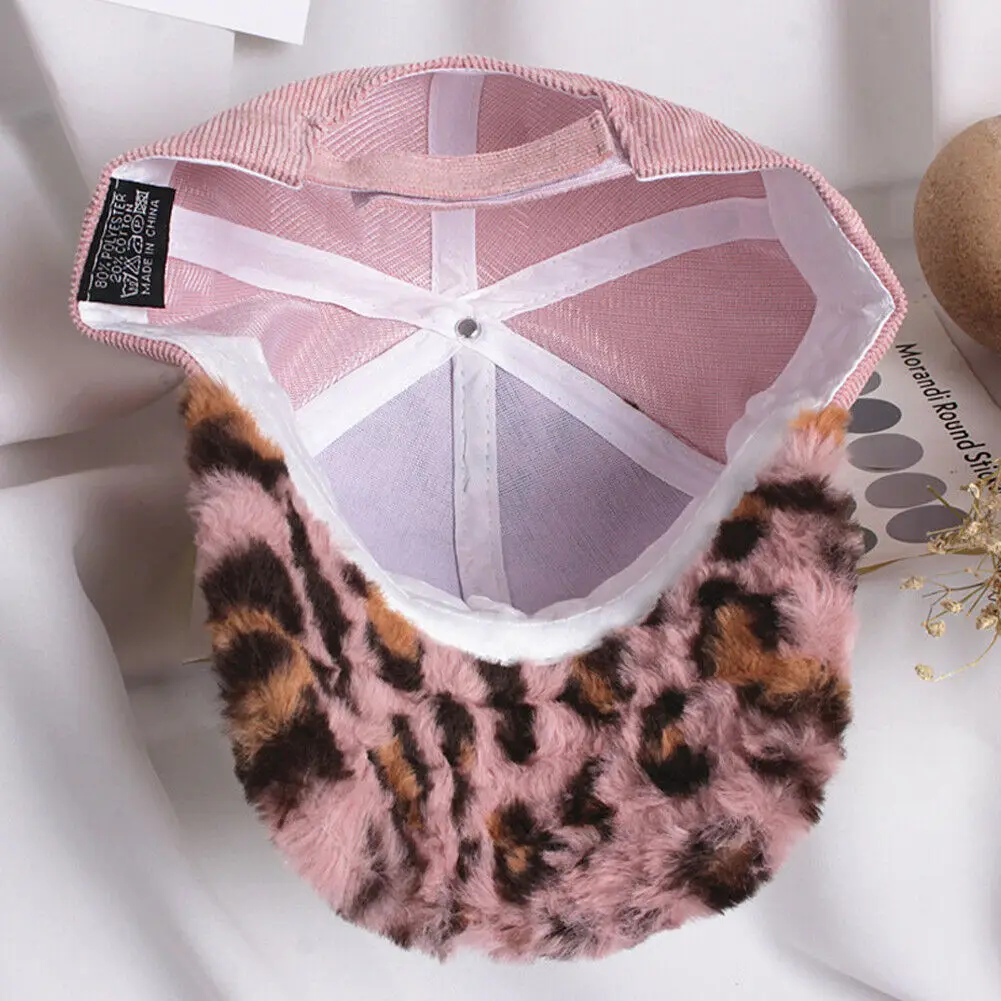 Cute Baby Kids Boys Girls Baseball Cap Winter Warm Outdoor Sports Hat Adjustable Leopard Print