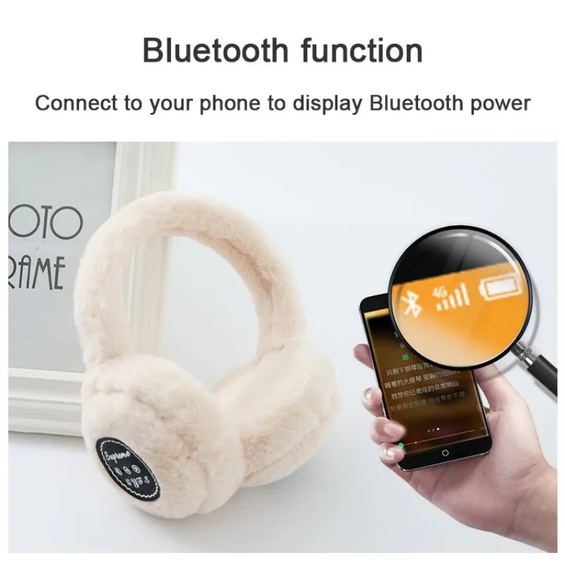 Горячие Bluetooth беспроводные вкладыши для наушников складные ветрозащитные тепловые пушистые ушные защитные грелки для зимы унисекс - Цвет: white
