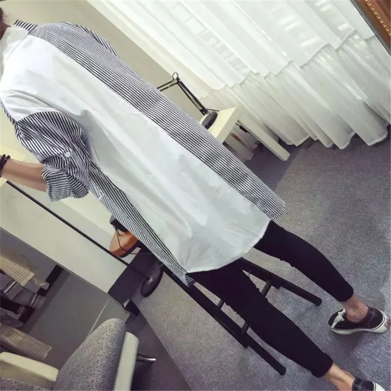 Mickey Mouse Blouses Women Shirt Chemise Femme Cartoon Long Sleeve Blusas Casual Loose Fashion Striped Stitching Shirts Female