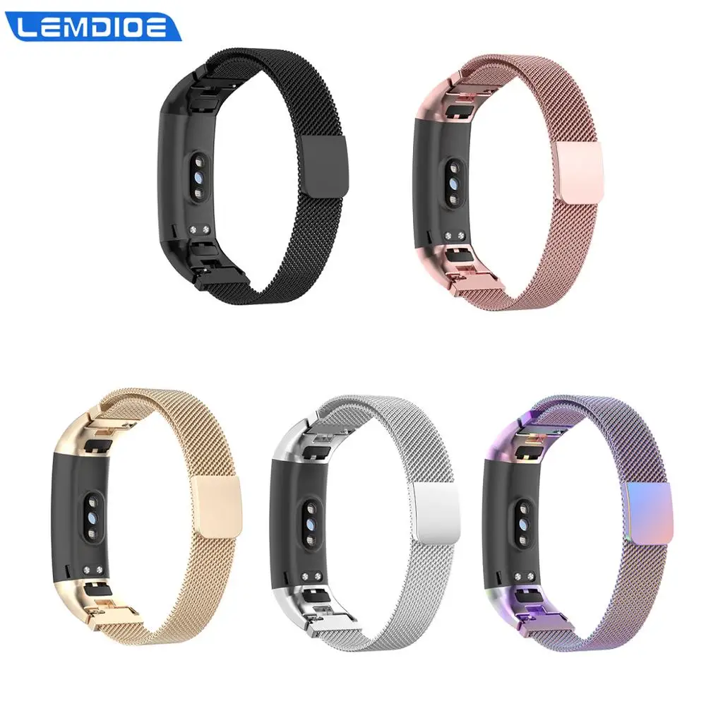 

LEMDIOE Smart Accessories For Huawei Honor Band 5 Strap Replaceable Band 4 Bracelet Magnetic Milanese Stainless Steel Anti-Lost