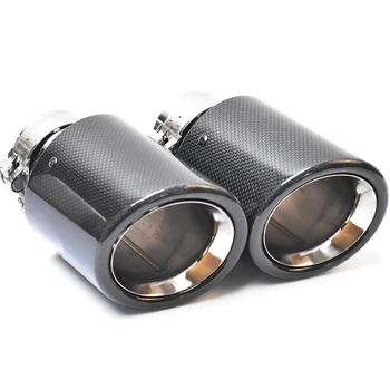 

1 PC Rear car muffler tip special bevel end carbon glossy fiber exhaust tips with A logo for E90