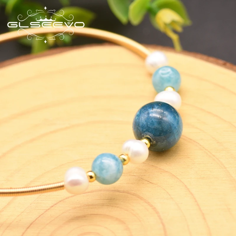 GLSEEVO Natural Fresh Water Pearl Bangles For Women Wedding Engagement Natural Stone Bracelet Jewelry Pulseras GB0176