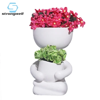 

Strongwell Cute Ceramic Doll Figures Succulent Flower Pots Fairy GardenDecoration Ornaments Planter Desk Decoration Crafts