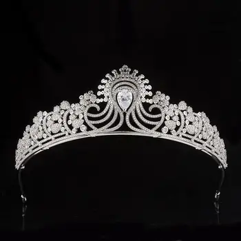 

Cubic Zirconia Zircon Tiara Crown Princess Queen Diadem Party Women Girl Headbands Bride Wedding Accessories Bridal Hair Jewelry