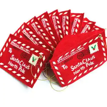 

10pcs Christmas Santa Wish Red Letter Envelopes Embroidered Key Tree Felt Decor YYY9432