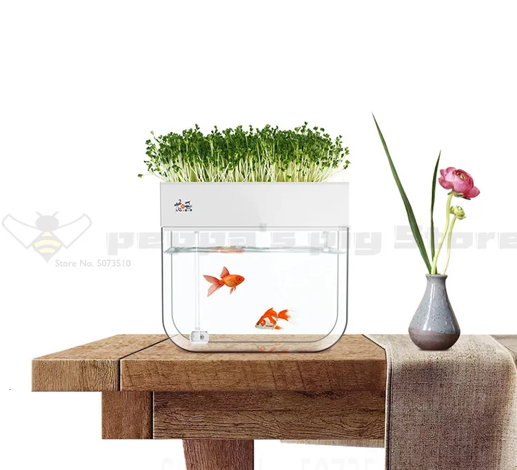 Безводная экологическая золотая рыбка аквариум для гостиной Домашний Настольный маленький симбиоз система цветок Muzy ленивый аквариум рыбка коробка