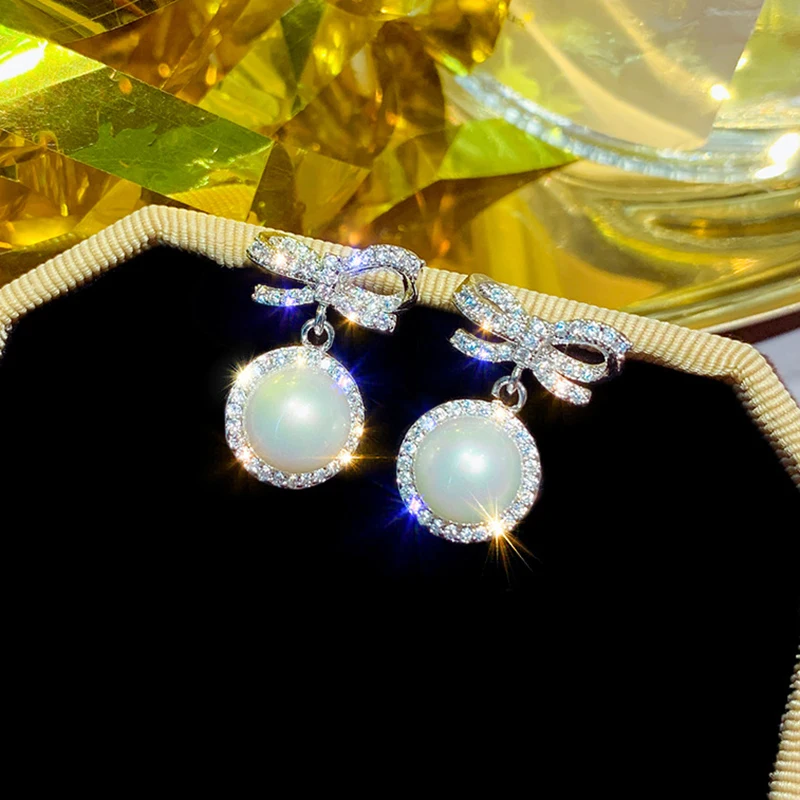 

CECILIA dangle earrings pearl earring in S925 needles for women girls luxury drop earrings jewelry for party and wedding