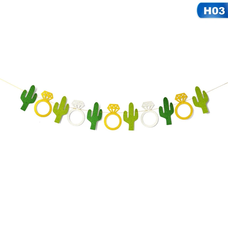 1 Set Novelty Gold Letter Green Cactus Taco Bar Paper Final Fiesta Banners Flag Garland For Bachelorette Party Decoration - Цвет: H03
