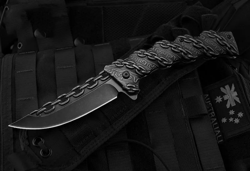 Высокая твердость Топ резьба специальный боевой нож самообороны складной нож Острый камень мыть цепь складной нож 3D нержавеющая сталь