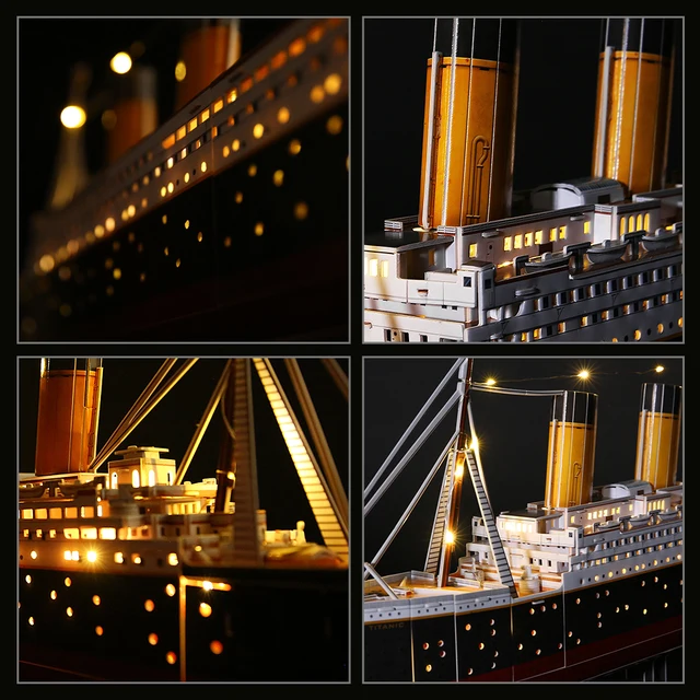 Puzzles 3D Pour Adultes LED Titanic Bateau Modèle 266 Pièces