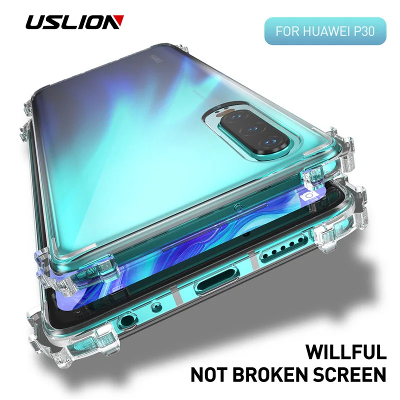 USLION противоударный прозрачный мягкий для телефона чехол huawei P30 Pro P20 mate 20 10 9 Honor V20 8A