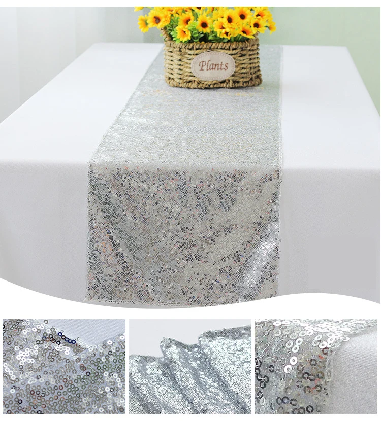 1 шт серебряной скатерти с пайетками бегуны для свадебной вечеринки обеденный стол украшение роскошное розовое золото 30x275 см 30x180 см
