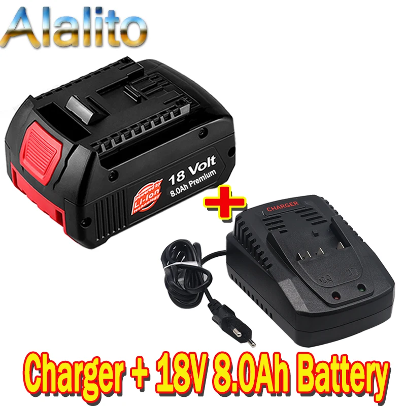 18V 8000mah Rechargeable Li-ion Battery For Bosch Backup 8.0A Portable Replacement BAT609 Indicator light+Charger | Электроника