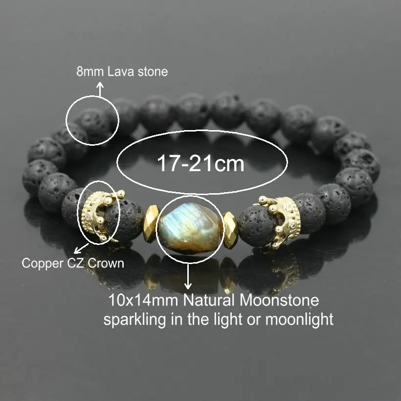 Men Bracelet Gold Crown Beads Bracelet Natural Moonstone Yoga Chakra Diffuser Bracelets For Women Men Jewelry Pulseras Hombre - Image 4