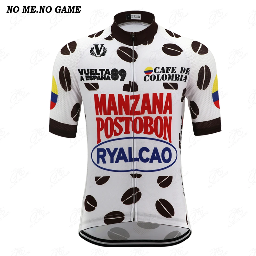 Classic Retro Cycling Jersey Men's Short Sleeve Bicycle Clothes Road MTB Bike Shirts Colombia Coffee Beans Clothing | Спорт и