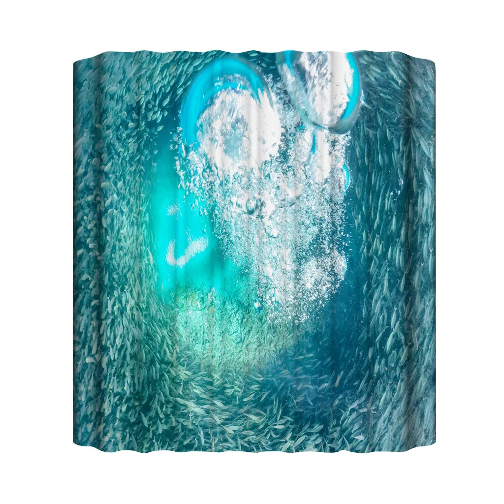 

Brand New Style Waterproof Beautiful View Outside the window Shower Curtain with 12 Hooks 3D Printed Bathroom Polyester Curtain