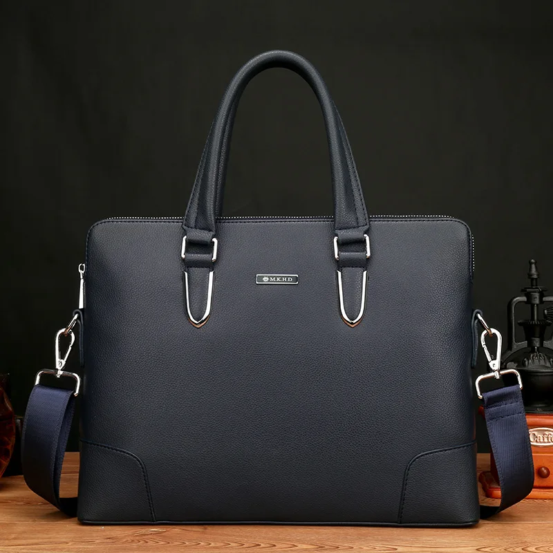 

New Style Men Cowhide Europe And America Business Document Casual Handbag Supply of Goods Agent Computer Cross-body MEN'S Real-l